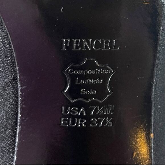 Nina Pump 3 1/2” Heel Black Satin Ruffle Peep Toe Closed Back Women’s Size 7.5M - Picture 9 of 11